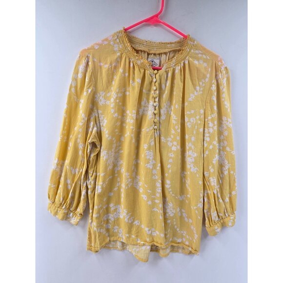 St. John's Bay Women's Blouse Button Bodice Long Sleeve Pullover Yellow Size XL - Picture 1 of 6